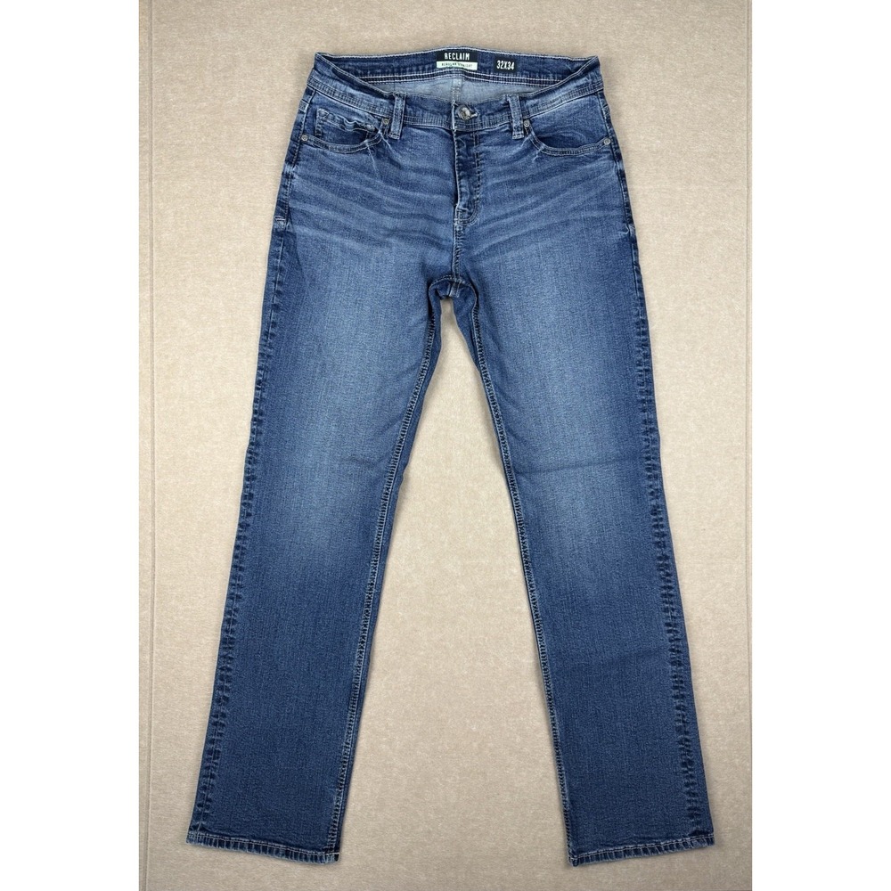 Reclaim Jeans Men 32 Blue Regular Straight‎ Slim Fit Low Rise Medium Wash Denim